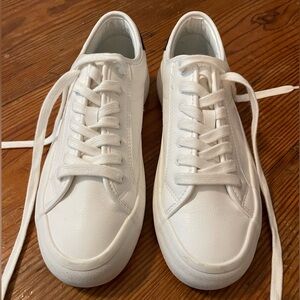 All white platform sneakers